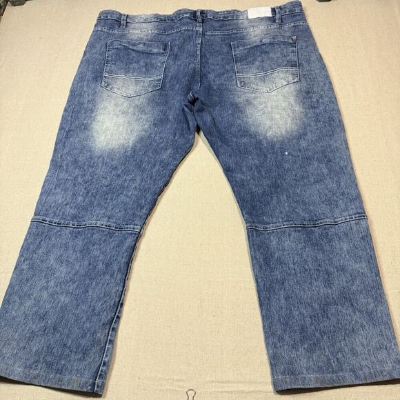South Pole Jeans Mens 50x28 Faded Blue Y2K Stone Wash Distressed Hip Hop Stretch - Picture 3 of 7